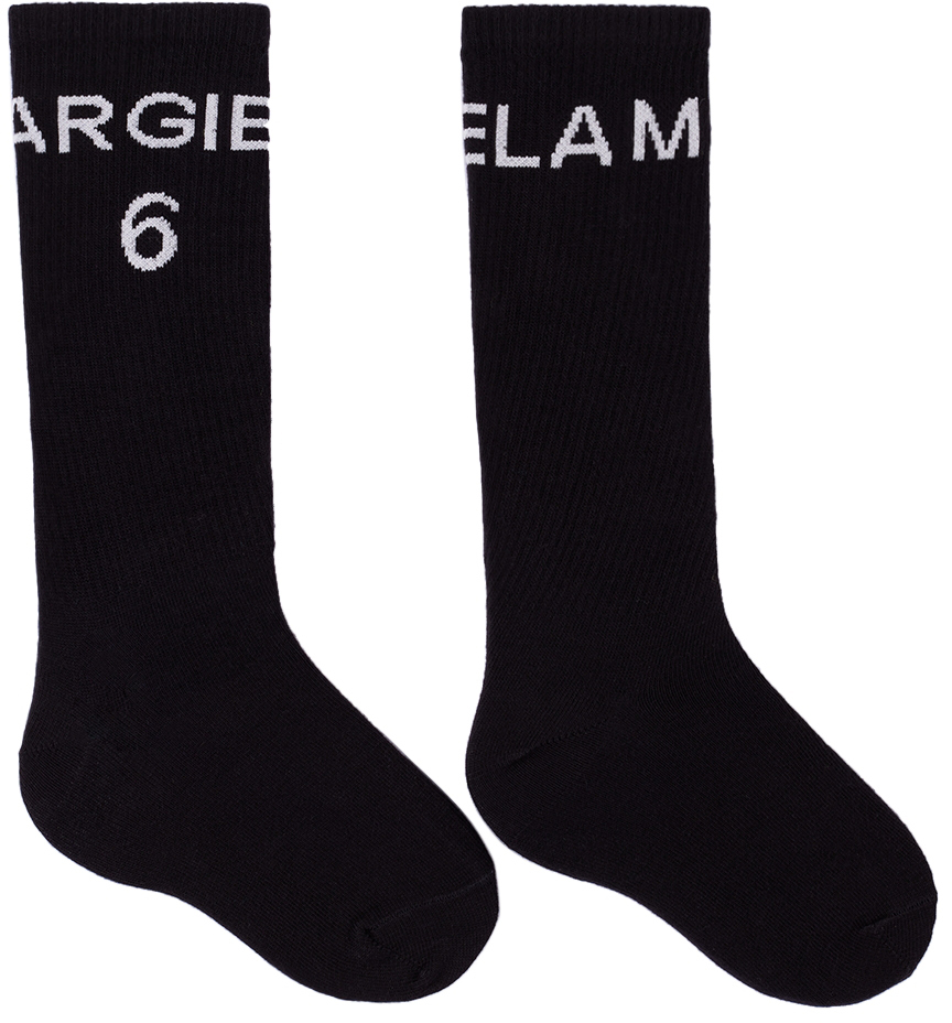 MM6 Maison Margiela Kids Black Logo Socks