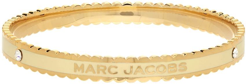 Marc Jacobs White & Gold 'The Medallion' Scalloped Bangle Bracelet