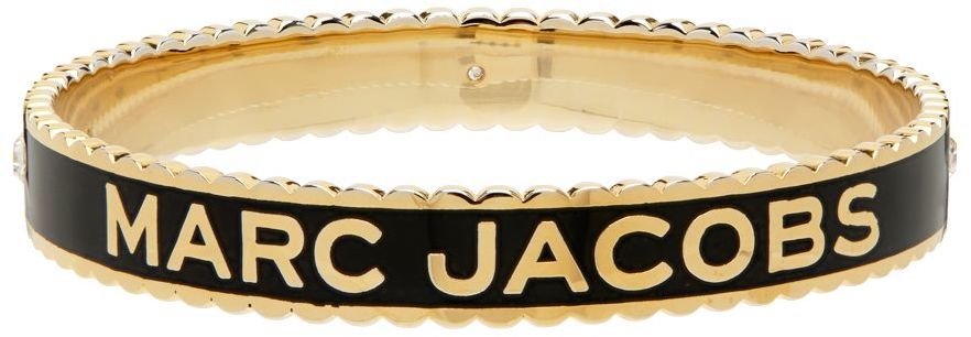 Marc Jacobs Gold & Black'The Medallion Large' Cuff Bracelet