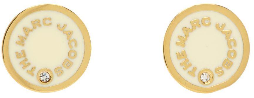 Marc Jacobs Beige 'The Medallion Studs' Earrings