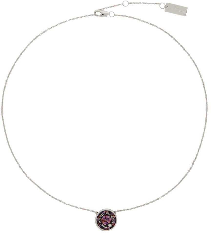 Marc Jacobs Silver & Purple 'The Marbled Medallion' Necklace