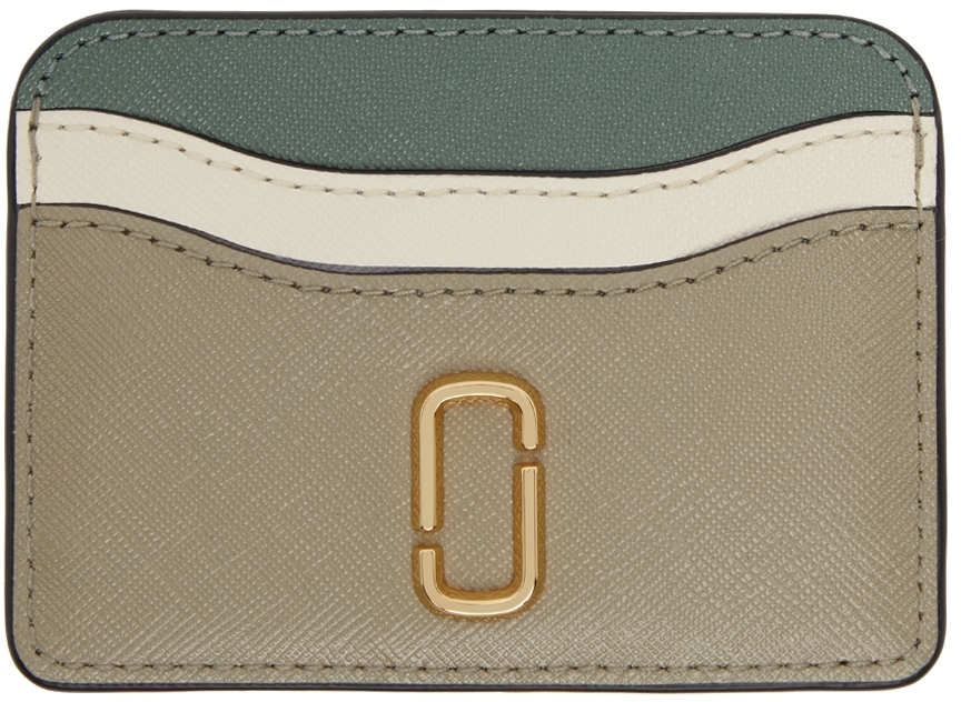 Marc Jacobs Green & Beige 'The Snapshot' Card Holder