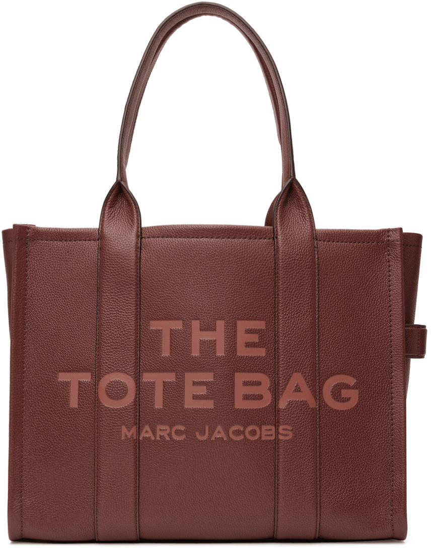 Marc Jacobs: Burgundy 'The Leather Large Tote Bag' Tote | SSENSE