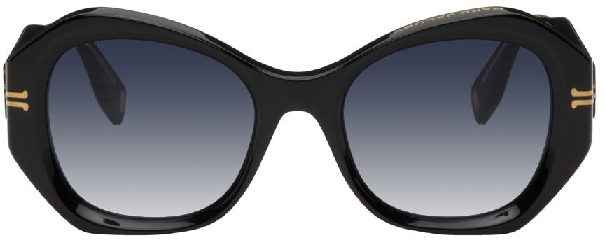 Marc Jacobs Black Round Sunglasses In 07c5 Black Crystal