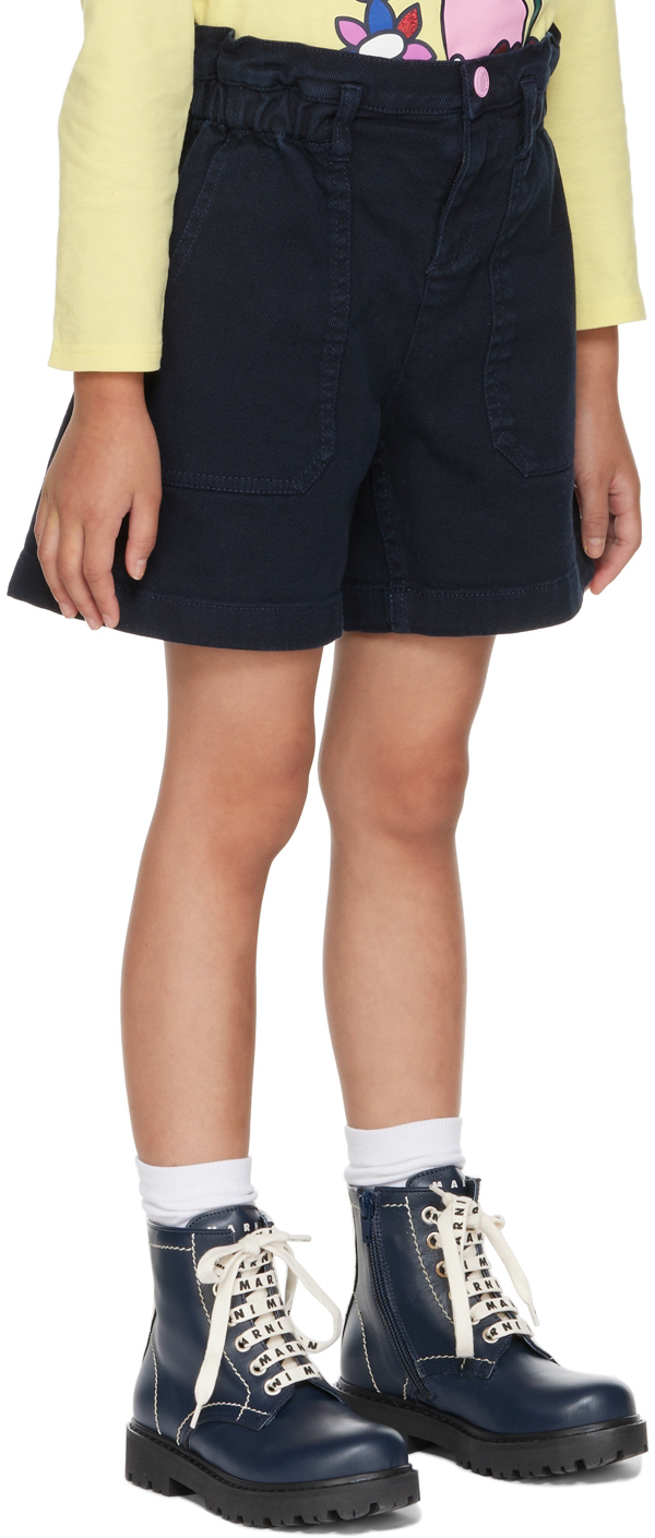 Marc Jacobs Kids Navy Patch Denim Shorts In 84e Dark Blue