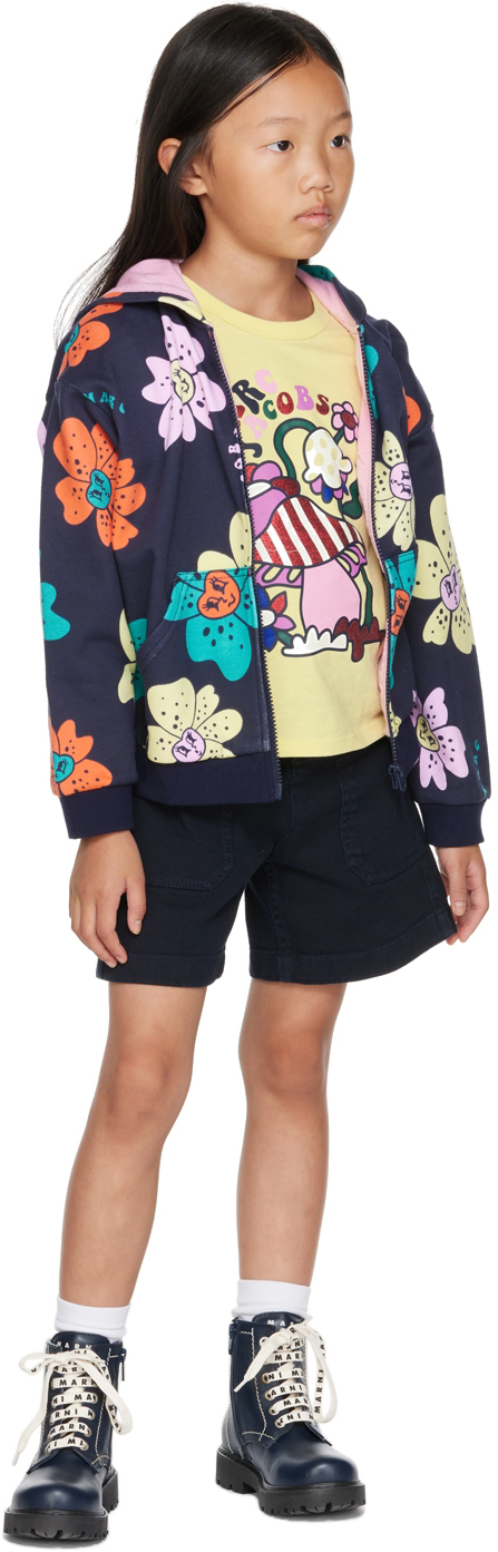 Marc Jacobs Kids Navy Patch Denim Shorts In 84e Dark Blue