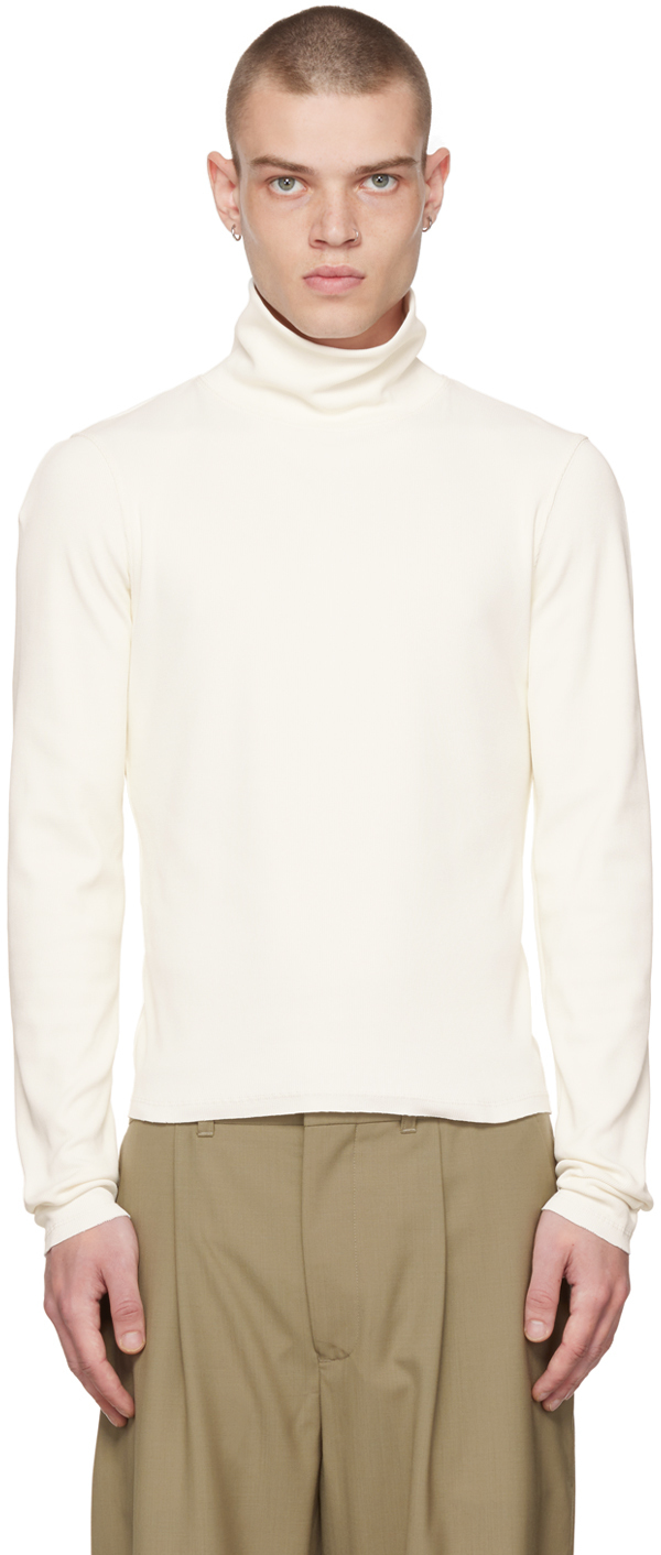 White Raw Edge Turtleneck by Bianca Saunders on Sale