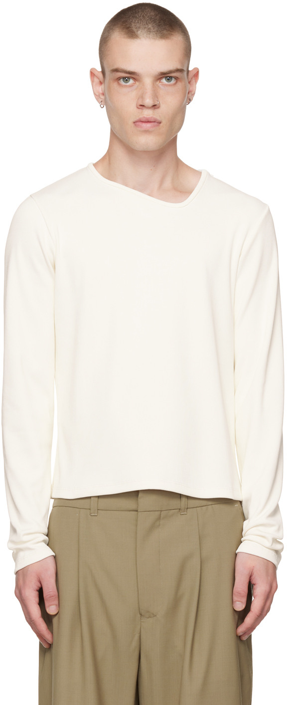 White Asymmetric Long Sleeve T-Shirt