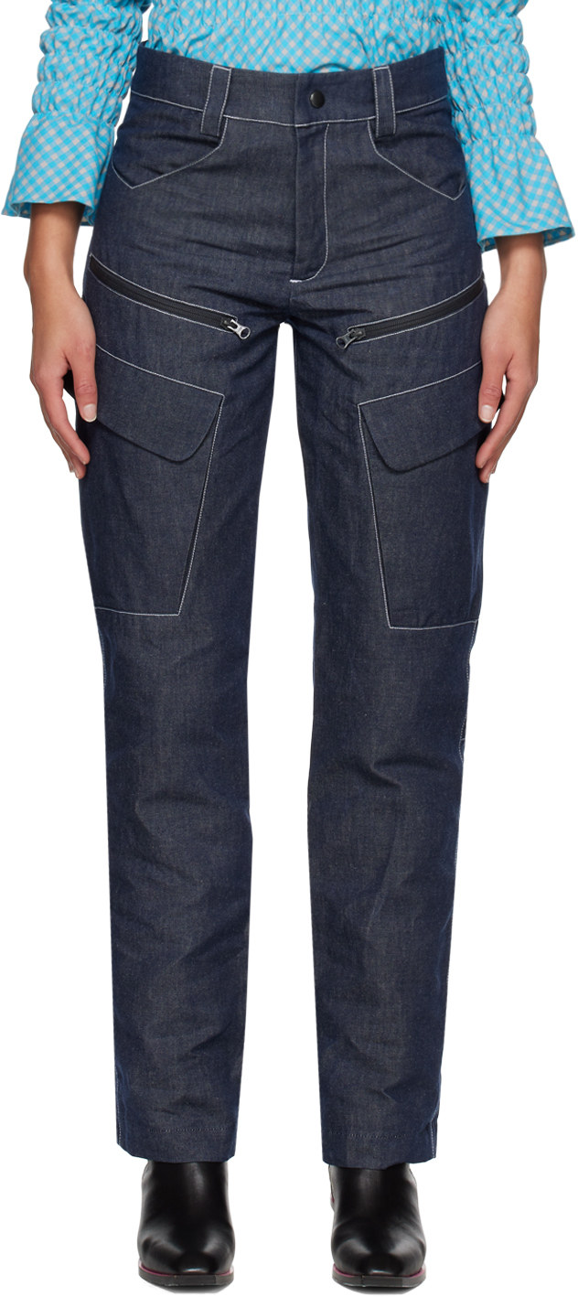 paria /FARZANEH Blue Contrast Stitch Jeans