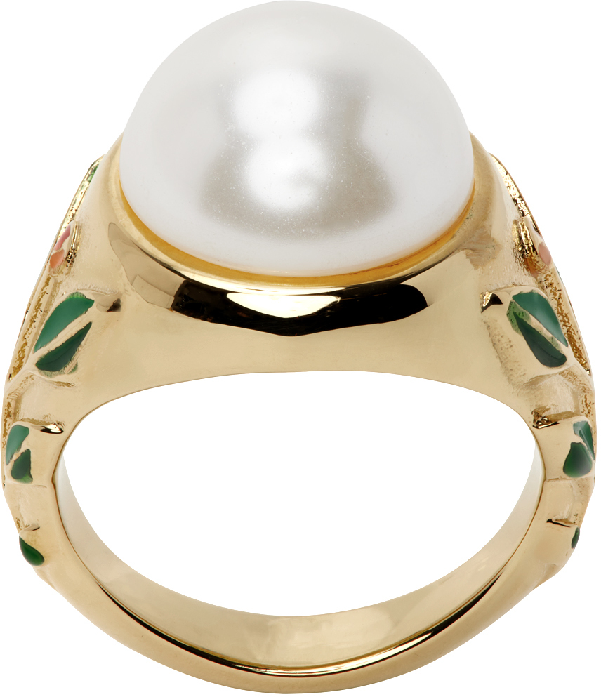Casablanca Gold Pearl Signet Ring