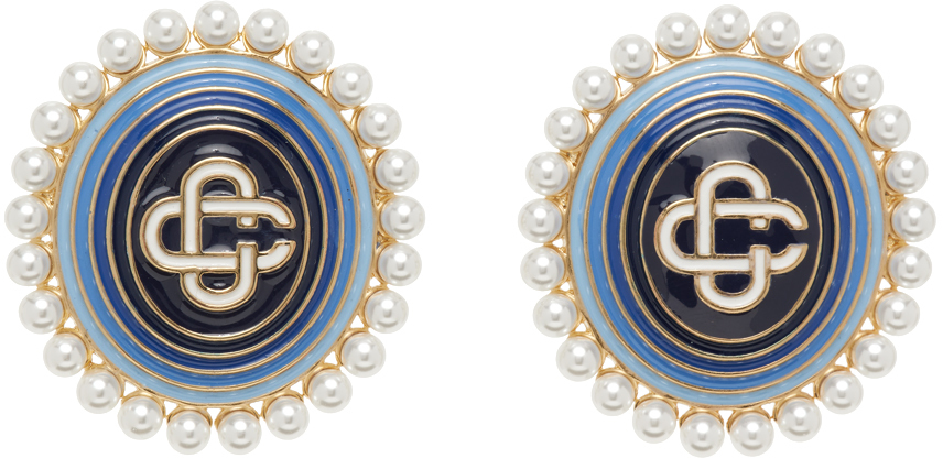& Blue Oval Earrings Ssense Uomo Accessori Gioielli Orecchini 