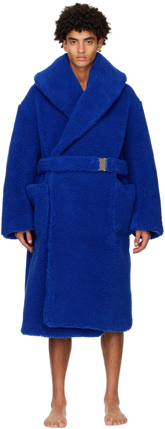 Shop Casablanca Blue Belted Coat
