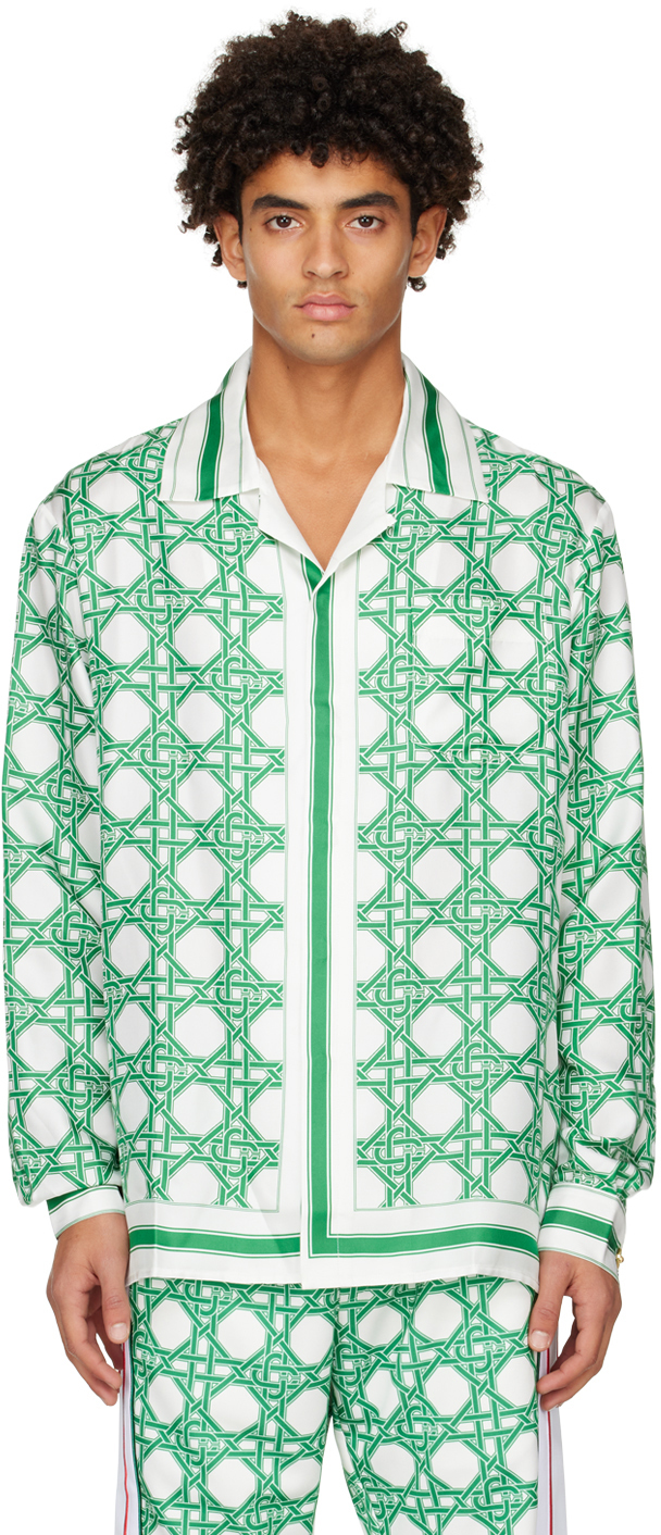 Shop Casablanca Green 'le Monogramme' Shirt In Green Le Monogramme