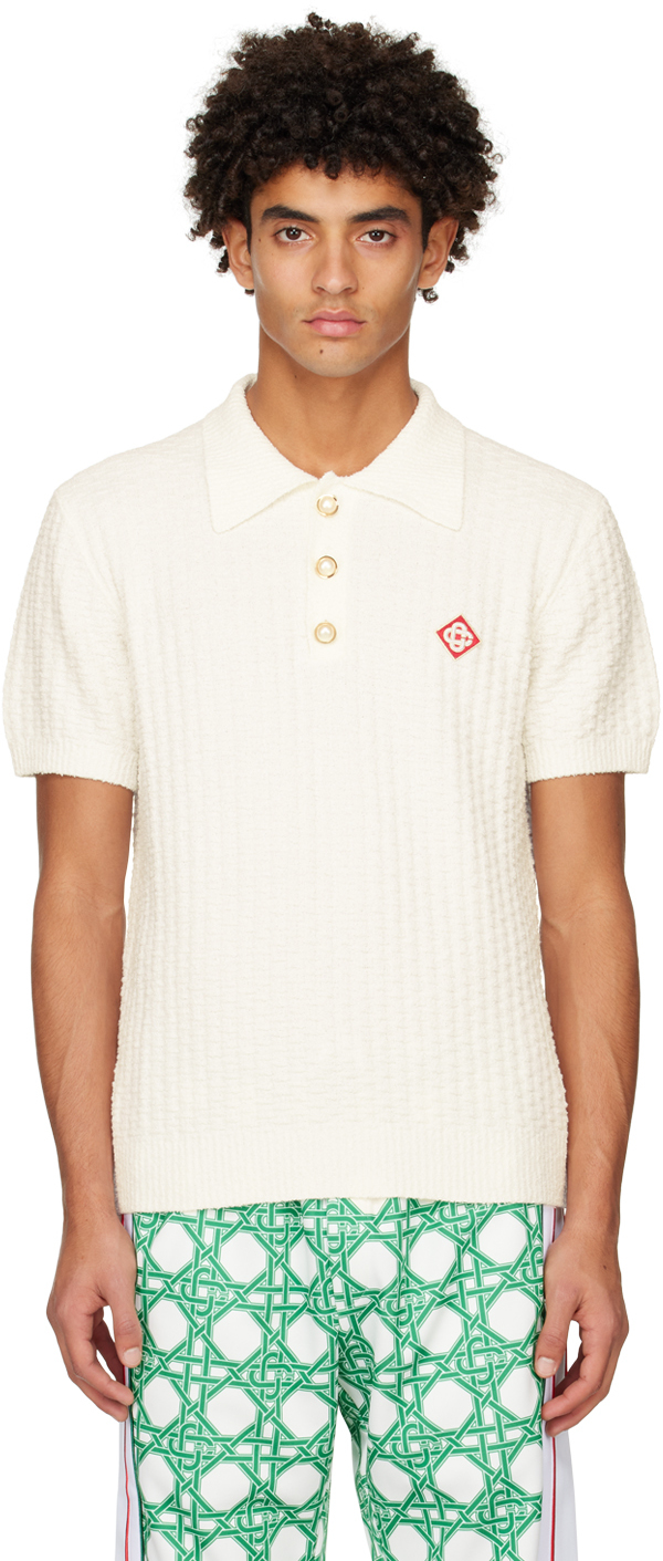 Off-White Diamond Embroidered Patch Polo