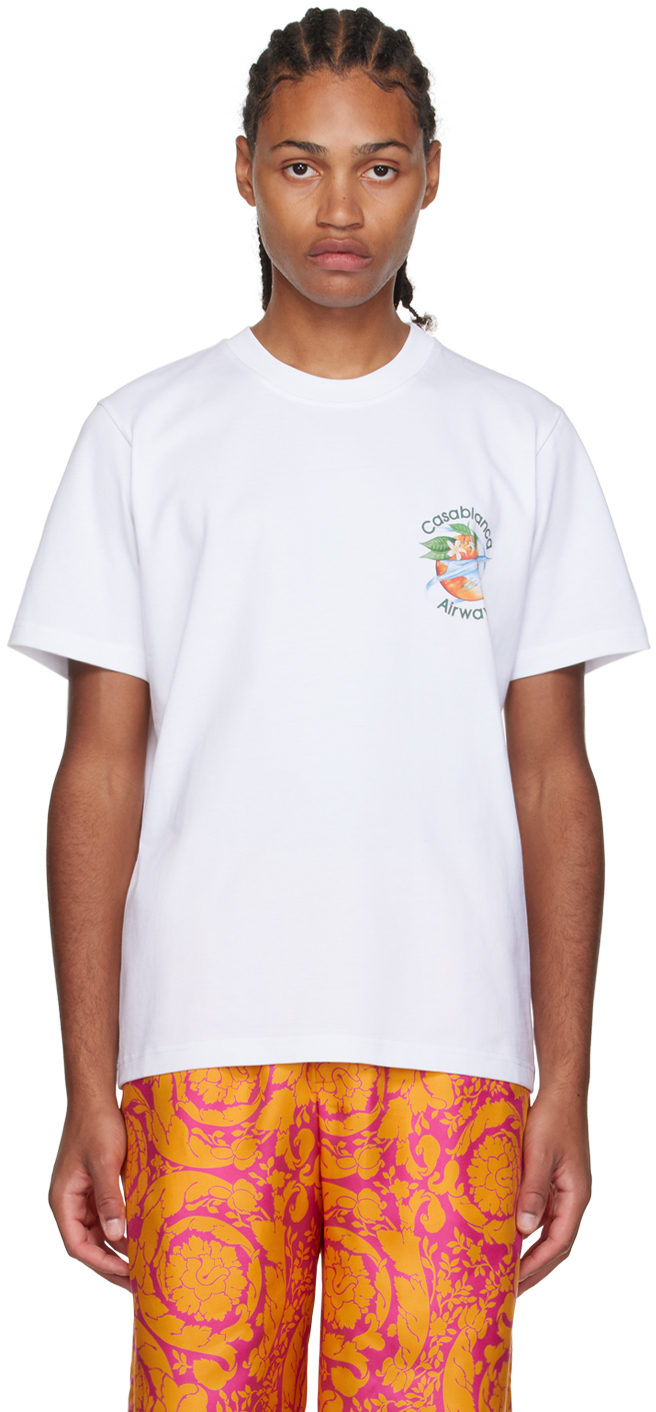 Casablanca White Orbite Autour De L'Orange T-Shirt