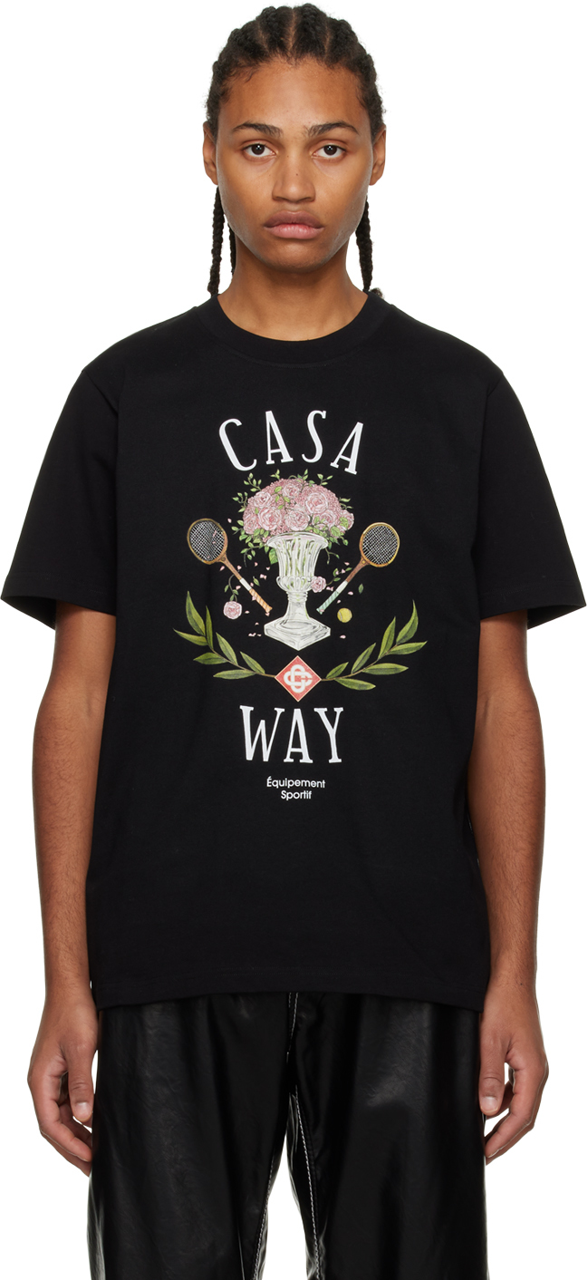 Casablanca T shirt noir à texte exclusif à SSENSE France SSENSE