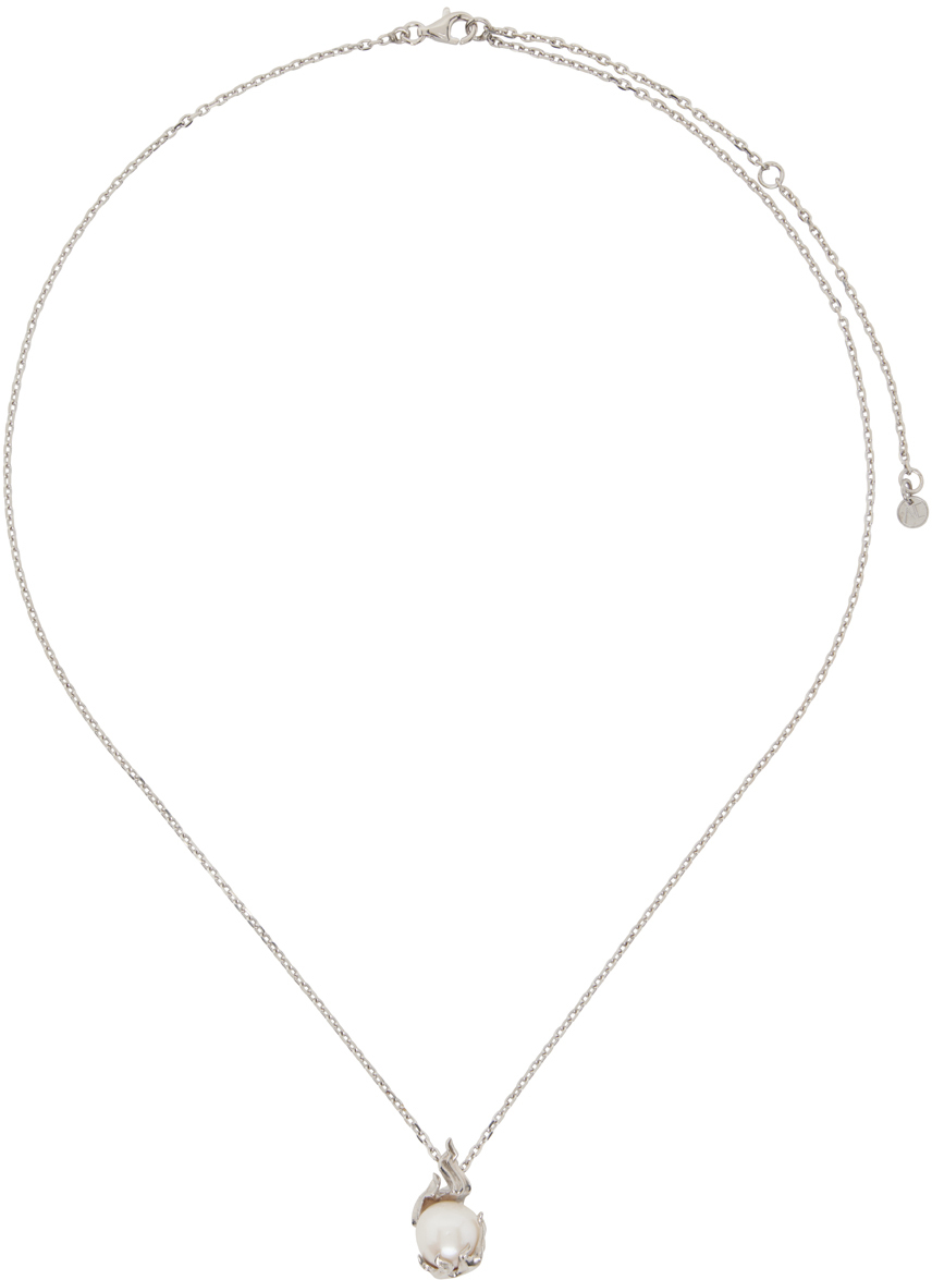 Alan Crocetti Ssense Exclusive Silver Pearl In Heat Necklace In Rhodium Vermeil