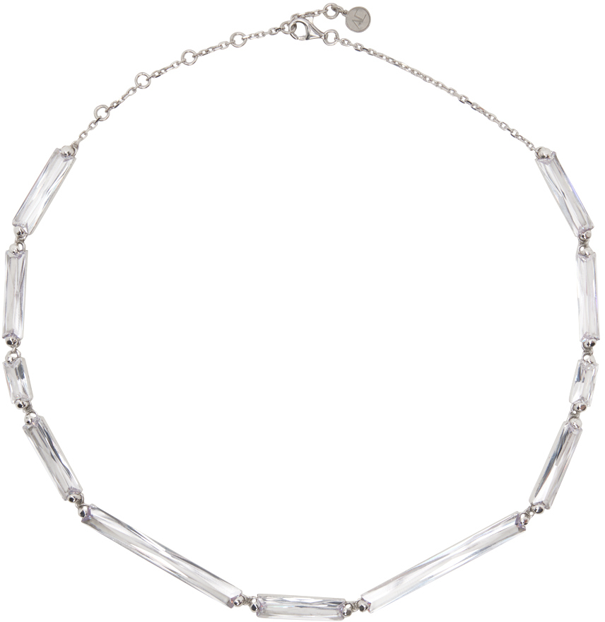 Alan Crocetti Clear Fantasy Sterling Silver Necklace In Rhodium Vermeil