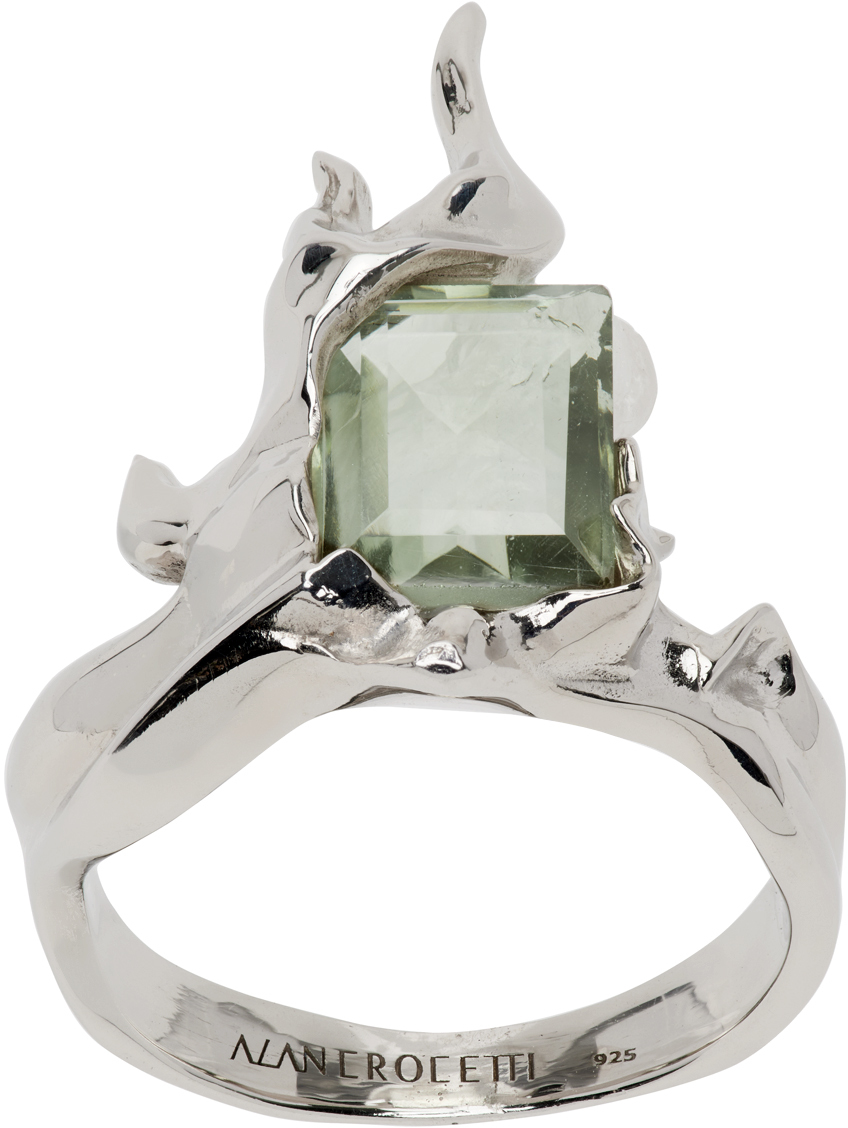 Silver & Green Flare Ring