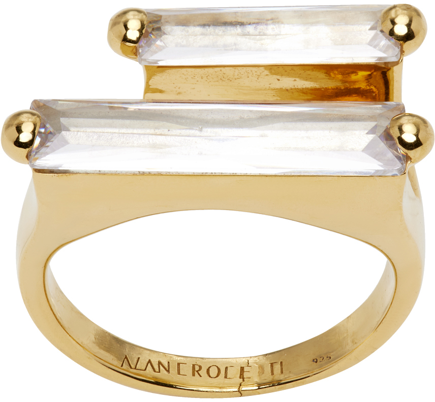 Ssense Uomo Accessori Gioielli Anelli Gold Marble Double Ring 