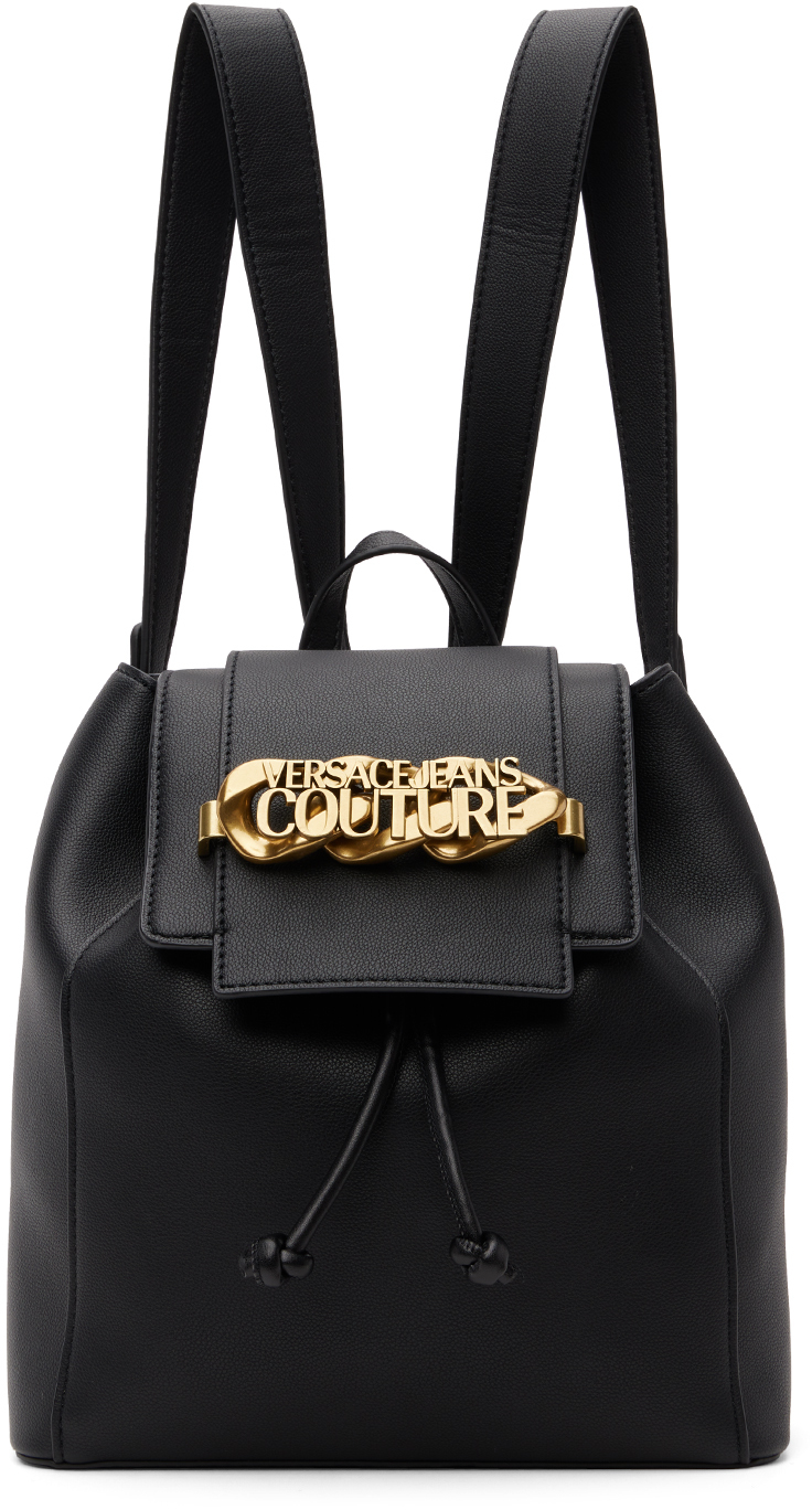Versace Jeans Couture Black Chain Logo Backpack