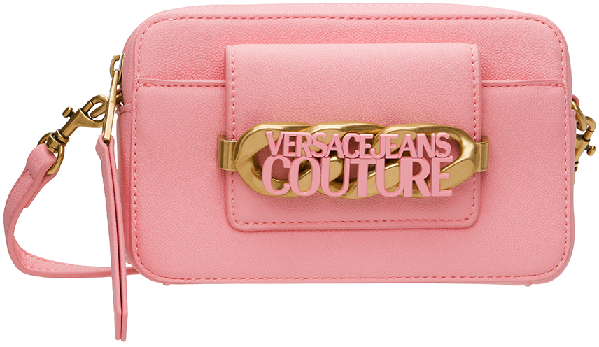 Pink Chain Logo Bag by Versace Jeans Couture on Sale
