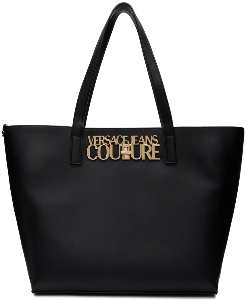 Versace Jeans Couture: Black Logo Lock Tote | SSENSE UK