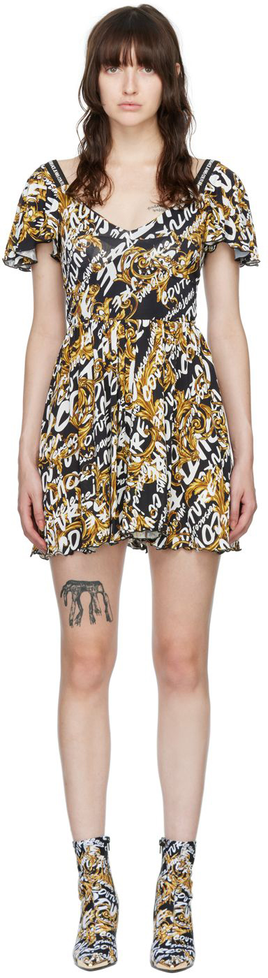 Versace Jeans Coutureのブラック ギャザー ジャンプスーツが