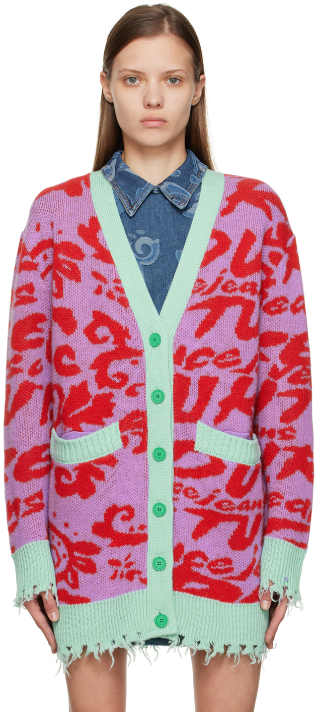 Pink & Red Mix Cardigan by Versace Jeans Couture on Sale