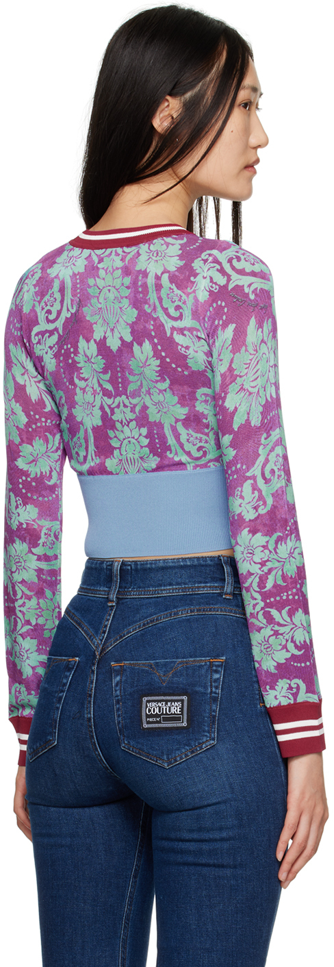 Versace Jeans Couture Multicolour Tapestry Long Sleeve T-shirt In E337 Ultraviolet