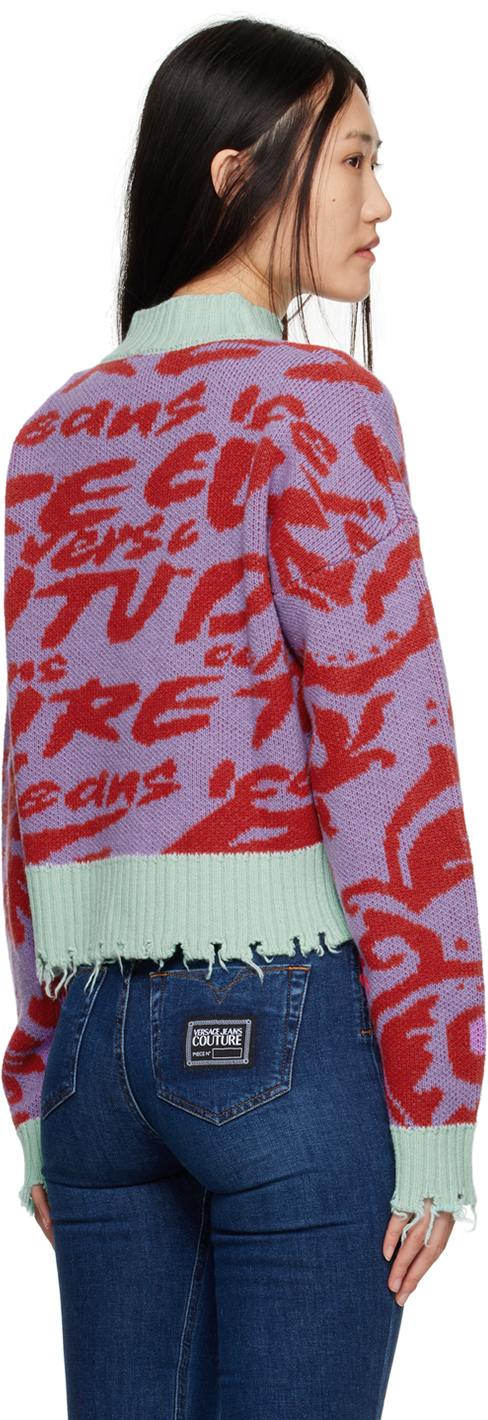 Versace Jeans Couture Intarsia-knit Logo Jumper In Epc8 311 Iris + 522