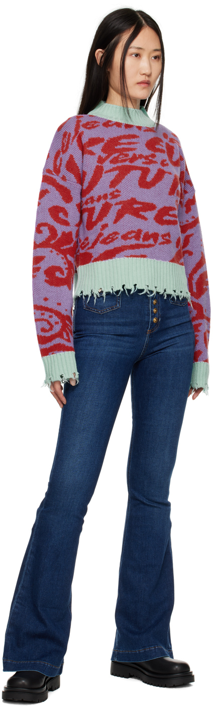 Versace Jeans Couture Intarsia-knit Logo Jumper In Epc8 311 Iris + 522