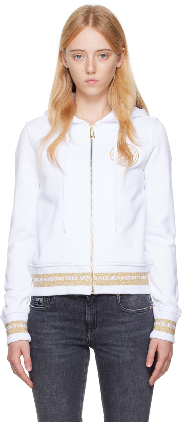 Versace Jeans Couture White V-Emblem Hoodie