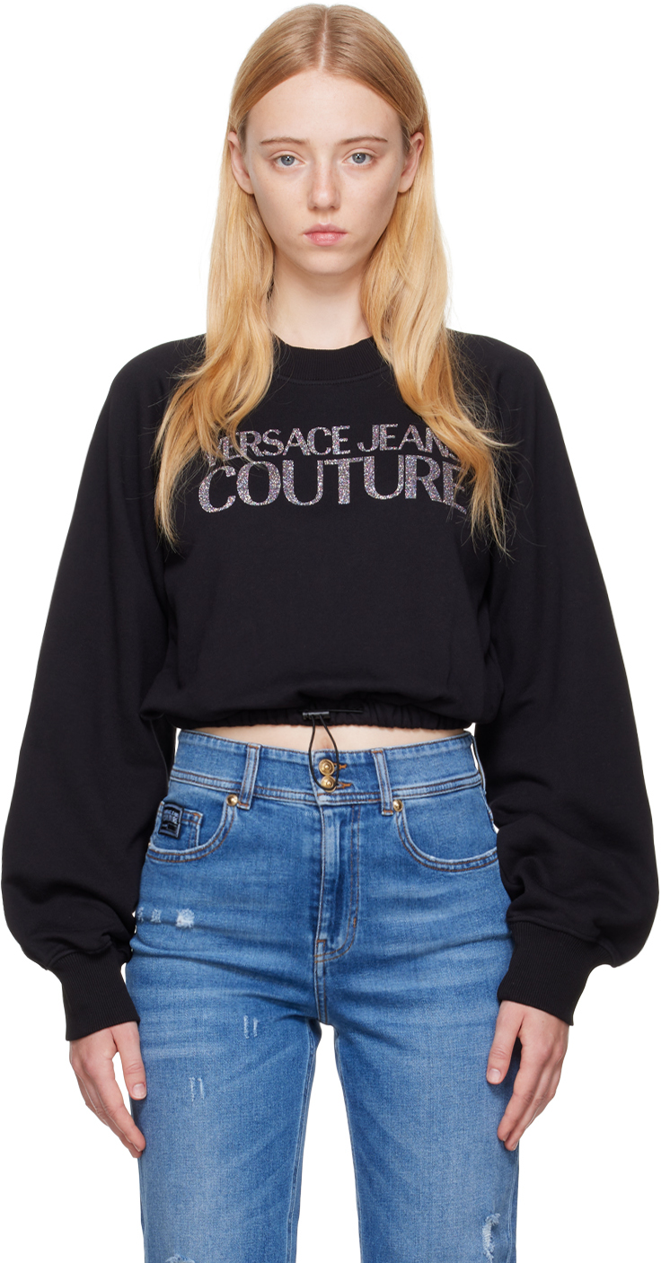Versace Jeans Couture Black Cropped Sweatshirt