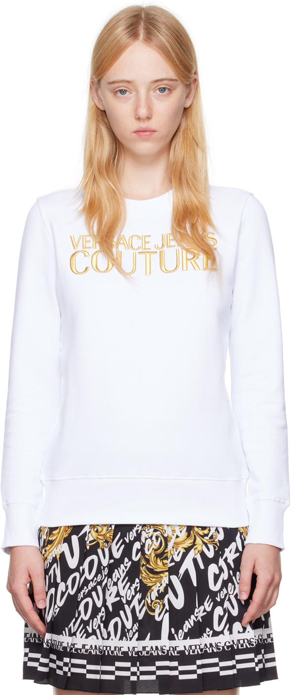 Versace Jeans Couture White Embroidered Sweatshirt