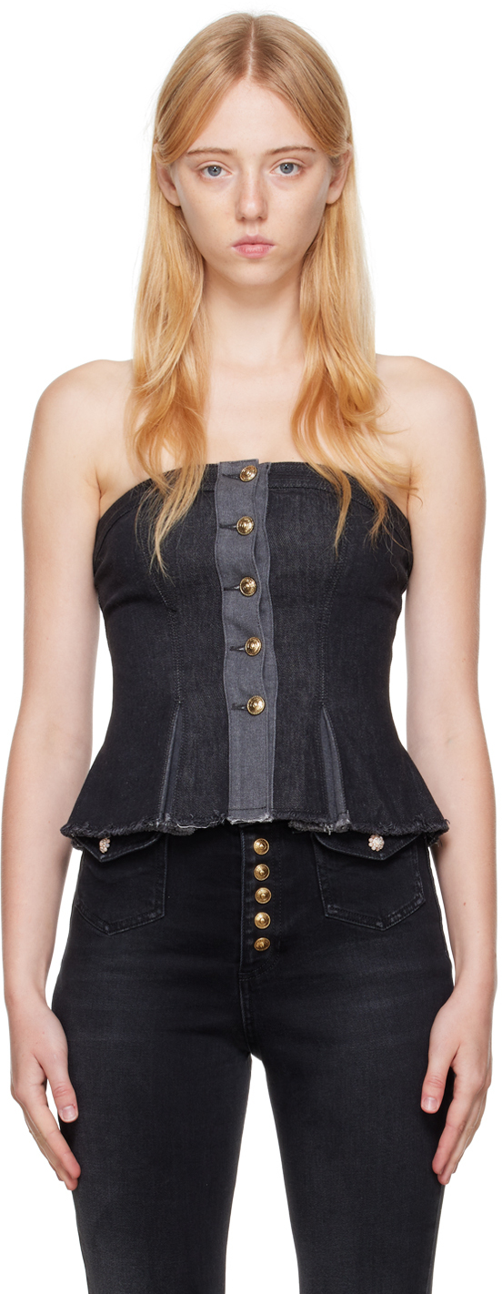 Versace Jeans Couture Black Buttoned Camisole