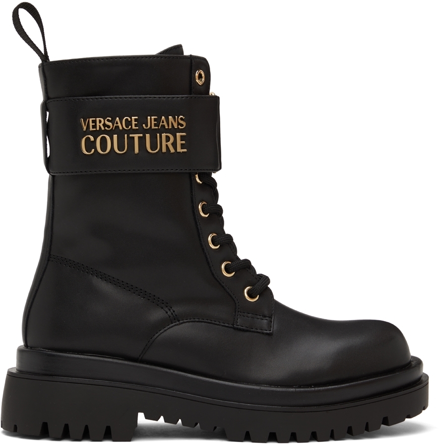 入手困難！ Versace jeansロゴレザーアンクルブーツ-