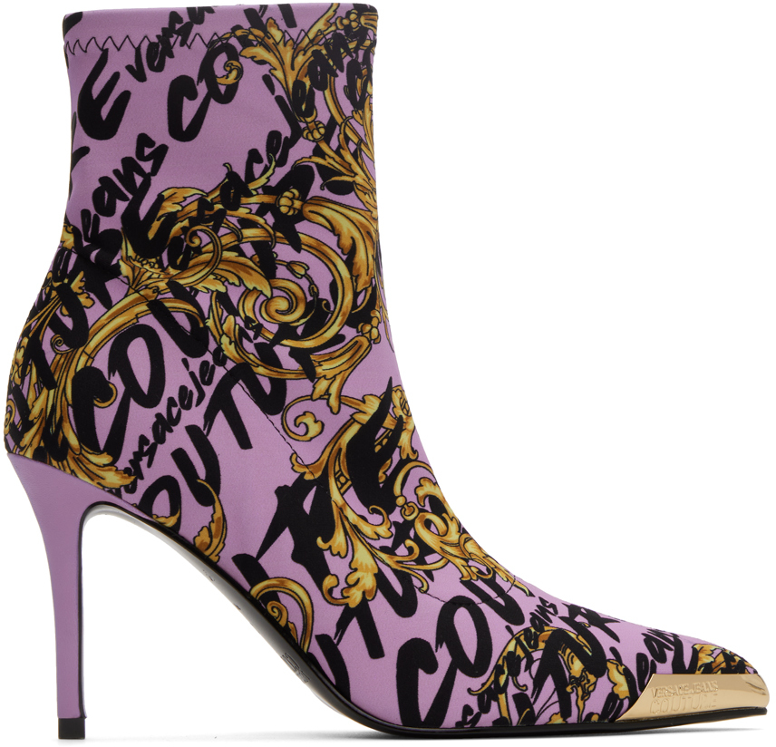 Versace Jeans Couture: Purple Brush Couture Scarlett Boots | SSENSE
