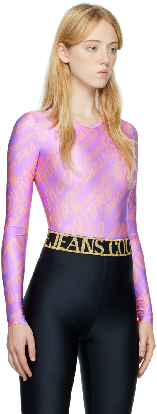 VERSACE JEANS COUTURE PURPLE PRINTED BODYSUIT