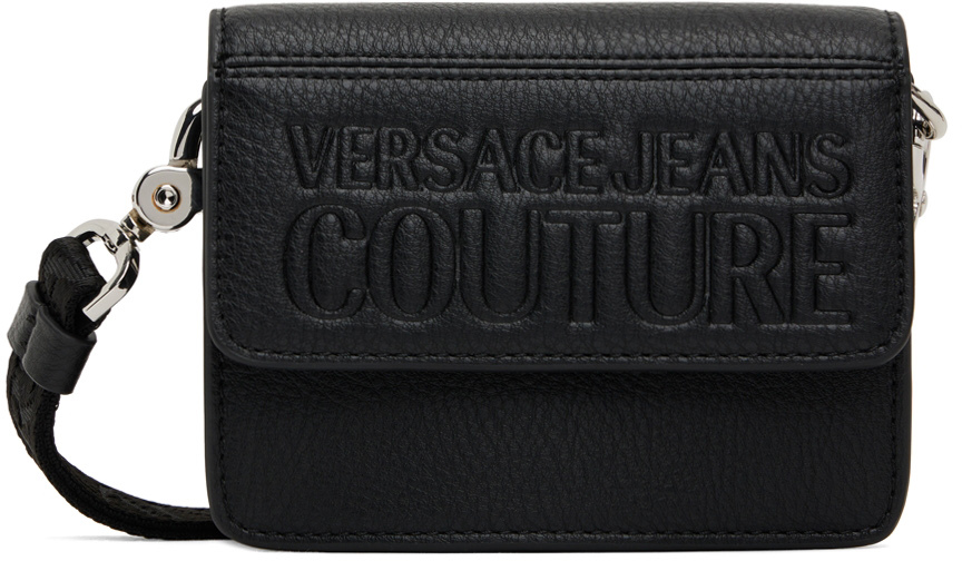 Versace Jeans Couture: Black Tactile Messenger Bag | SSENSE Canada