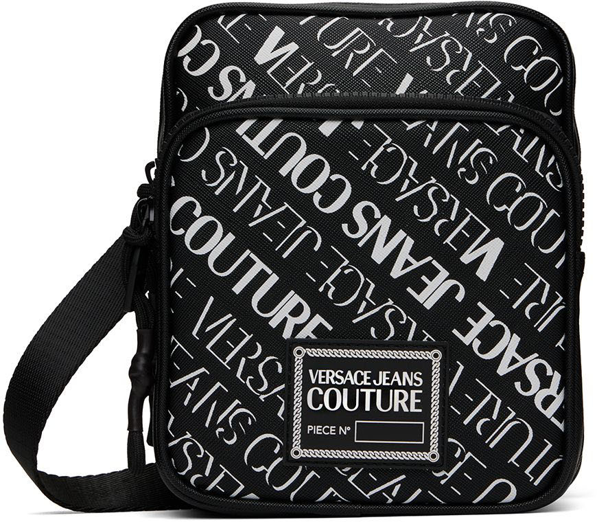 Versace Jeans Couture Satin Black Couture Messenger Bag for Men Mens Messenger bags Versace Jeans Couture Messenger bags 