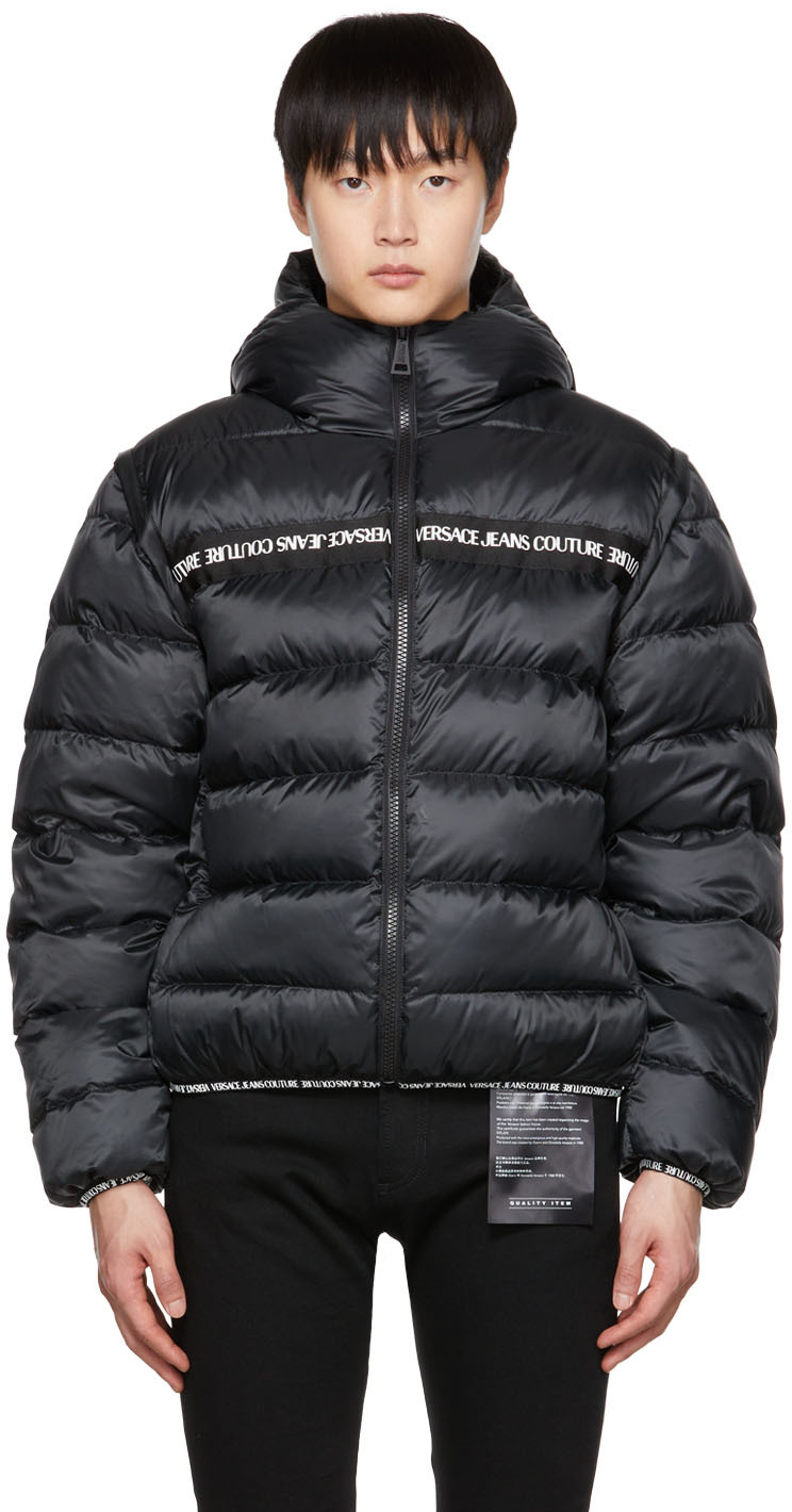 Black Bonded Down Jacket by Versace Jeans Couture on Sale