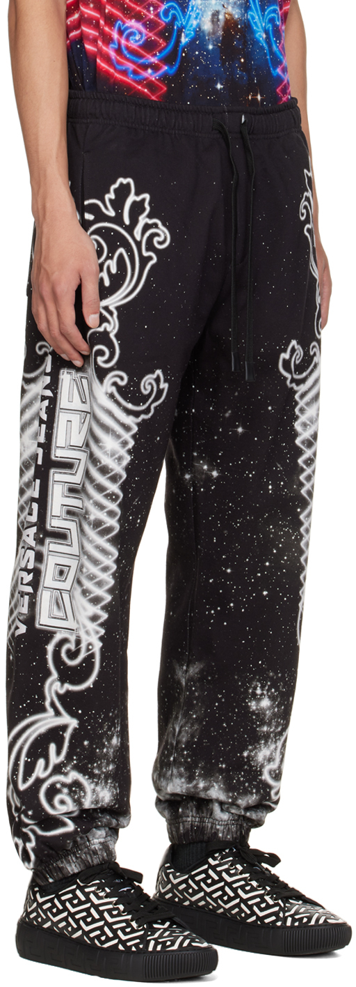Shop Versace Jeans Couture Black Galaxy Lounge Pants In Em89 Multicolor Grig