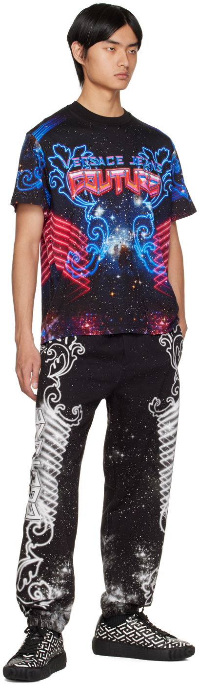 Shop Versace Jeans Couture Black Galaxy Lounge Pants In Em89 Multicolor Grig