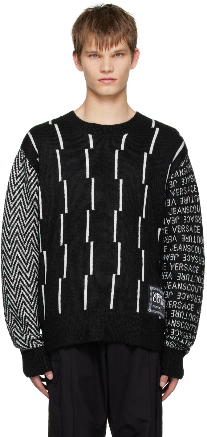 Versace Jeans Couture: Black Piece Number Sweater | SSENSE Canada