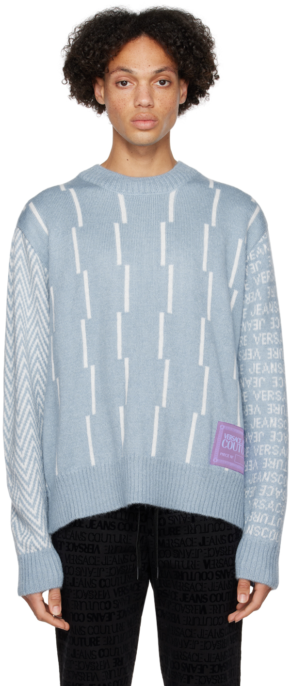 Blue Piece Number Sweater by Versace Jeans Couture on Sale