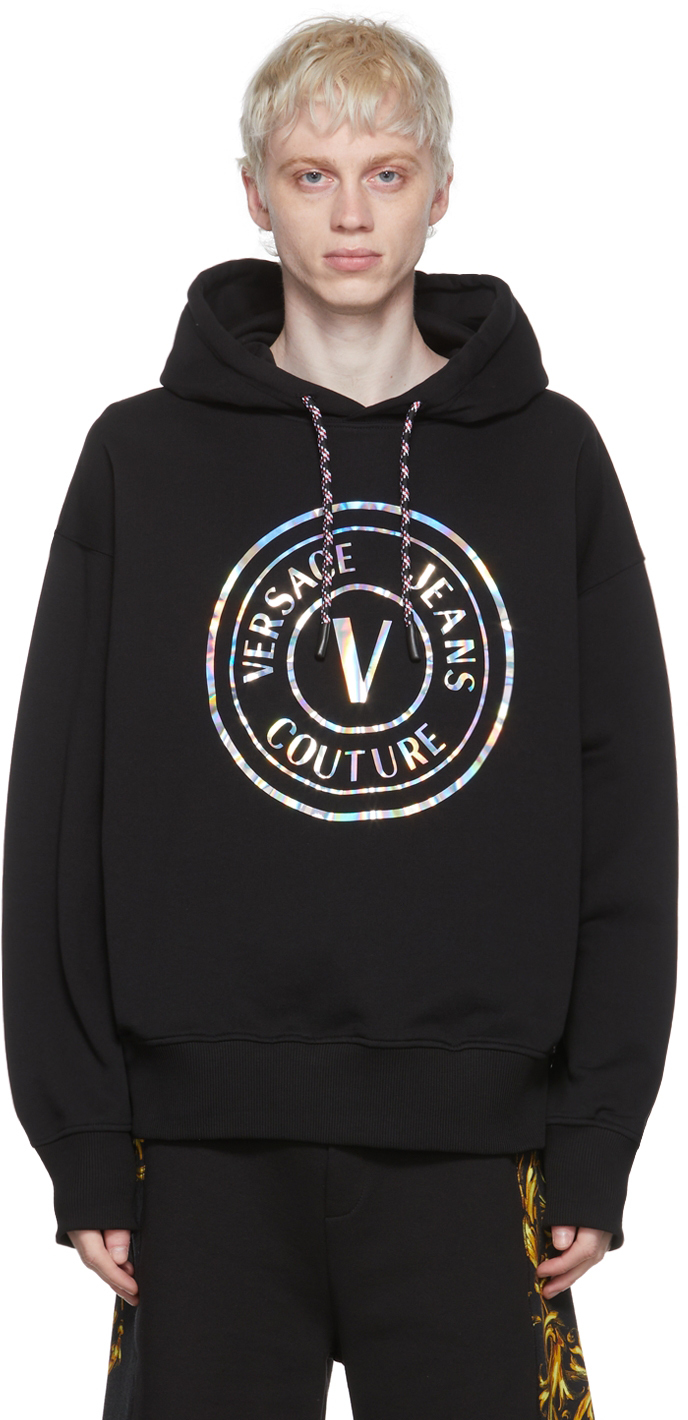 Black V-Emblem Hoodie