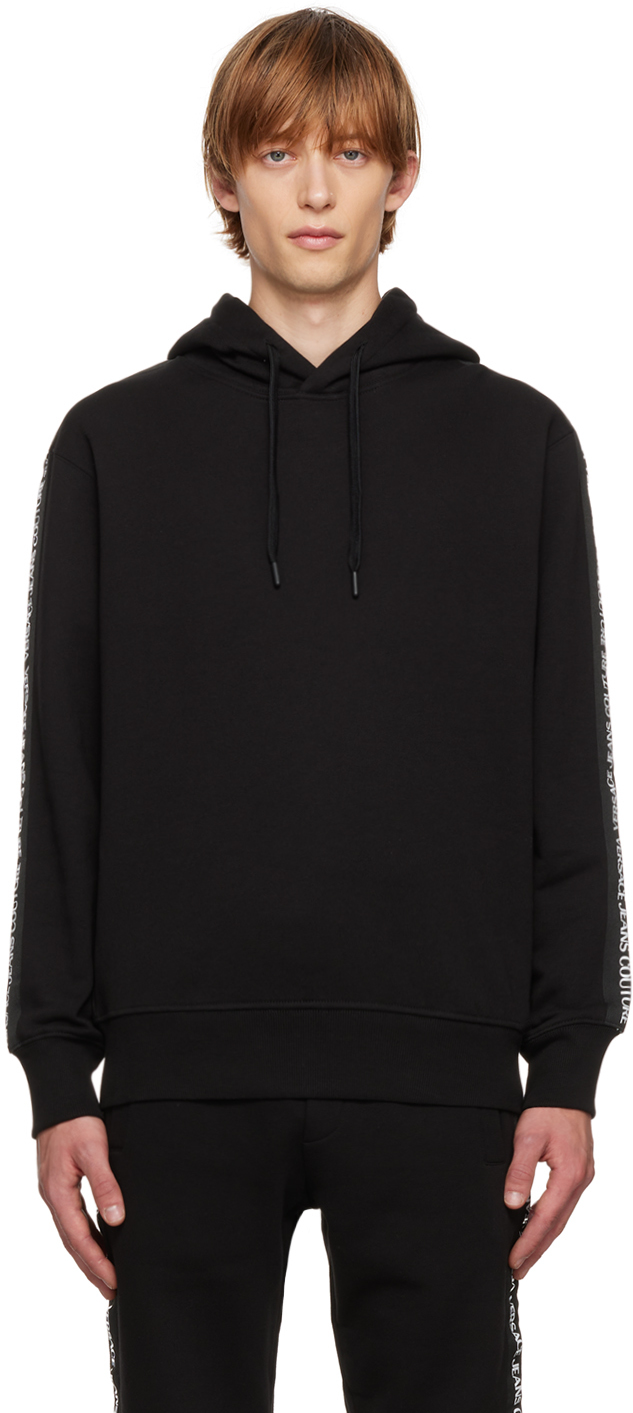 Versace Jeans Couture Black Bonded Hoodie In E899 Black