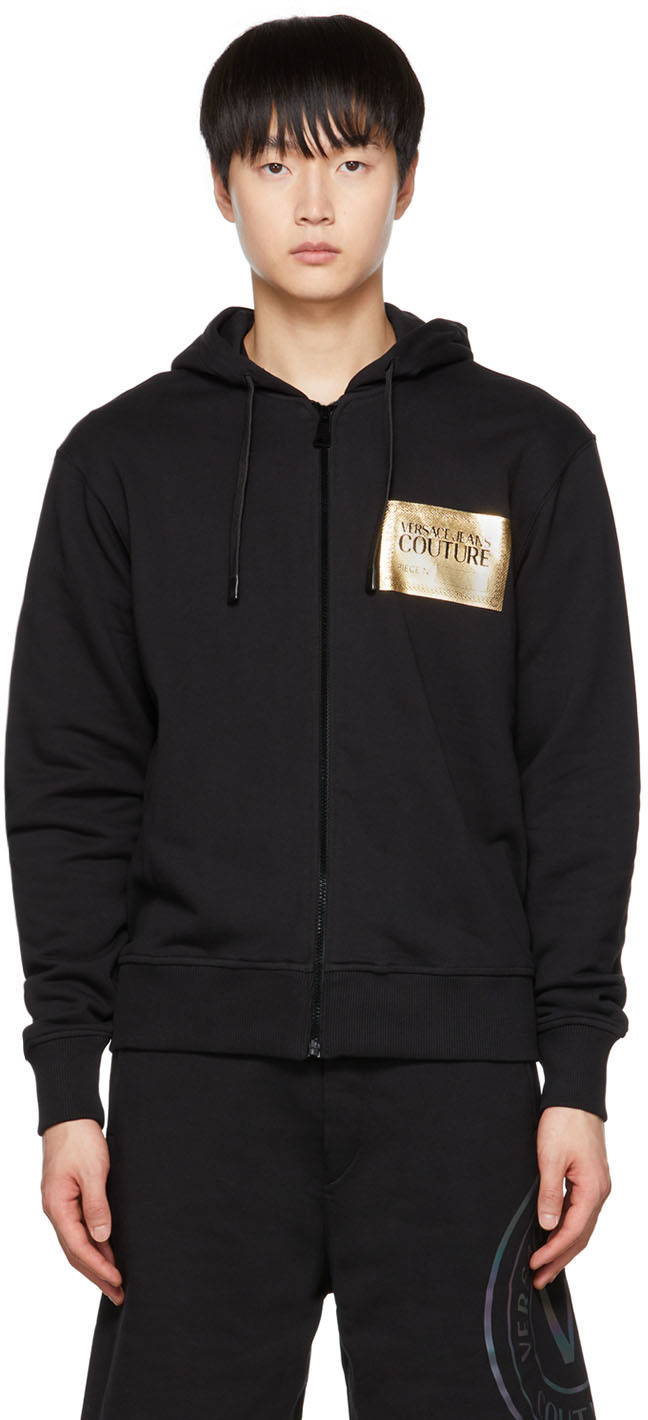 Versace Jeans Couture Black Graphic Print Hoodie
