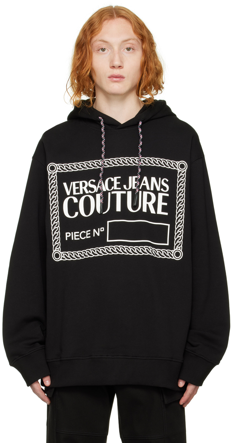 VERSACE JEANS COUTURE BLACK PIECE NUMBER HOODIE